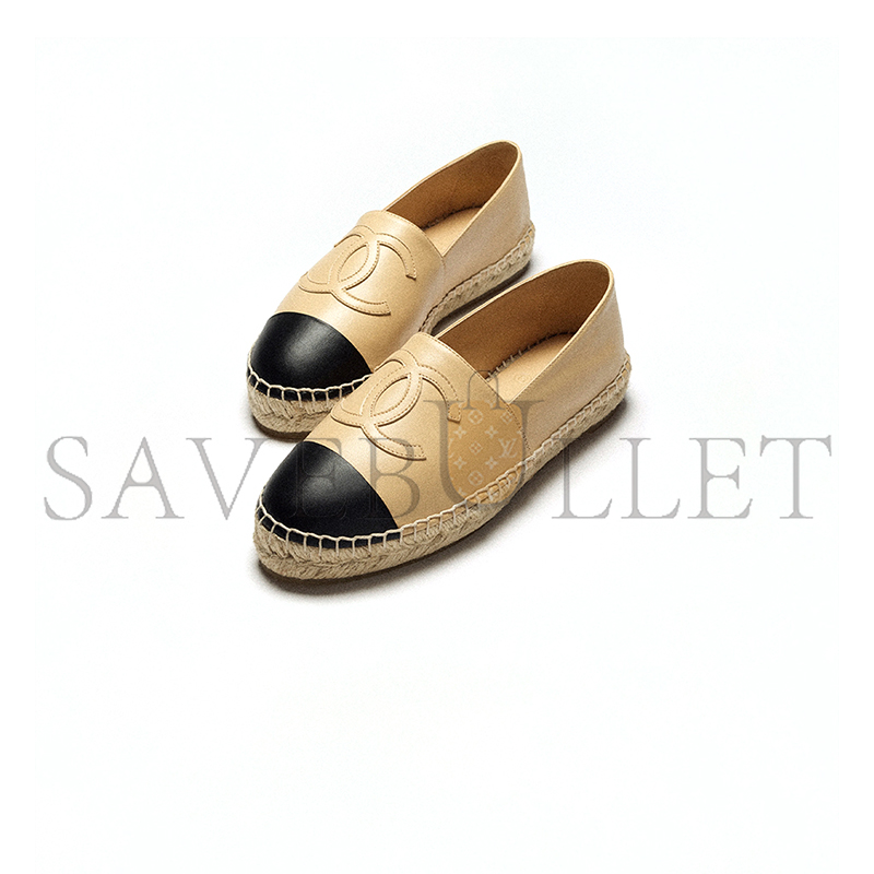 CHANEL ESPADRILLES LAMBSKIN BEIGE & BLACK G29762